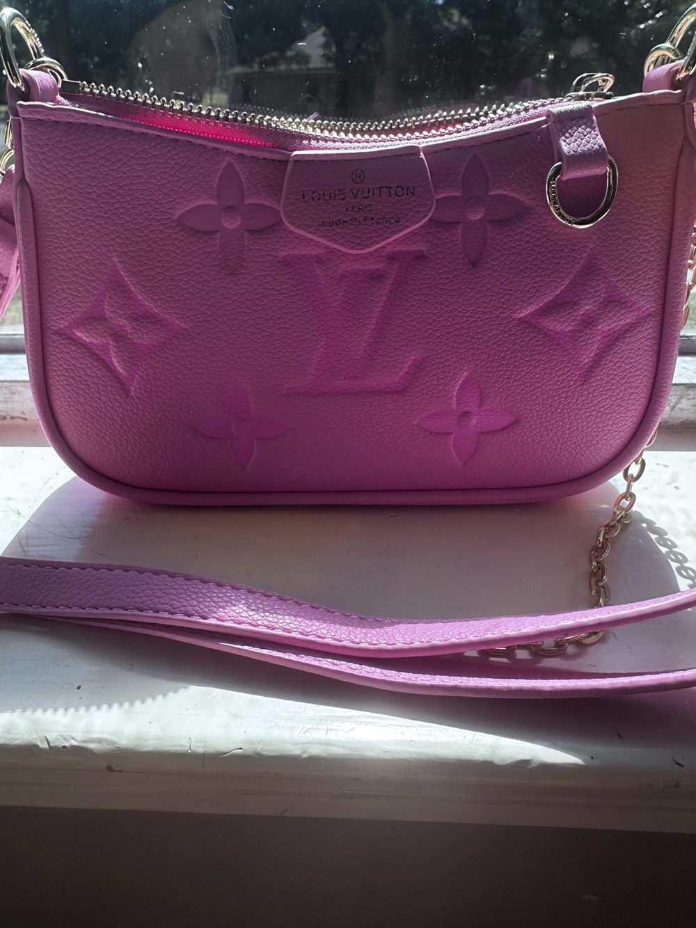 Louis Vuitton Pink Embossed Monogram Crossbody Pochette